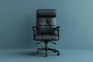 A modern ergonomic office chair against a sleek blue backdrop for a stylish workspace photo