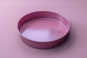 A sleek, pastel pink tray elegantly resting on a soft pink surface, reflecting light in a serene and minimalistic aesthetic photo