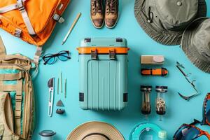 Exploring the essentials for a weekend adventure by the coast on a sunny afternoon photo