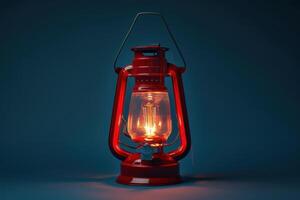 A glowing red lantern illuminating a dark space, creating a warm and nostalgic atmosphere photo