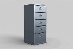 Metal filing cabinet with five drawers in a minimalist style photo