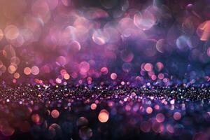 Colorful bokeh lights create a mesmerizing atmosphere in a blurred background with shimmering effects photo
