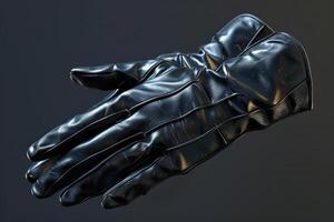 Black leather gloves placed on a dark background with a sleek design highlighting texture and craftsmanship photo