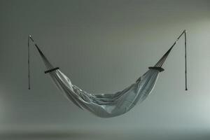 A minimalistic hammock design suspended in a neutral space photo