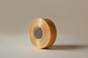Clear adhesive tape roll with a neutral background, ideal for crafts and repairs photo