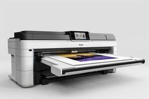 Professional printer producing high-quality art prints in a modern studio setting during the daytime photo