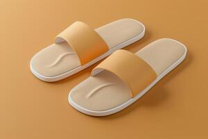Stylish orange sandals on a warm background, showcasing modern design and comfort for casual summer wear photo
