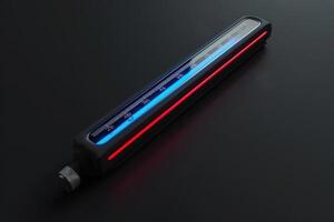 A digital thermometer displaying temperature reading on a sleek, modern surface photo