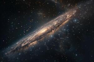 A stunning view of a spiral galaxy illuminated by distant starlight in the vast universe photo