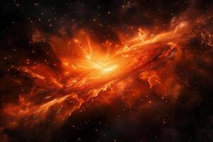 Vivid spiral galaxy bursting with energy, showcasing swirling clouds of gas and brilliant stars photo