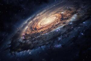 Stunning spiral galaxy displays vibrant colors against the backdrop of deep space photo