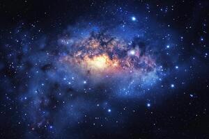 A stunning view of a vibrant galaxy filled with stars and cosmic clouds in deep space photo