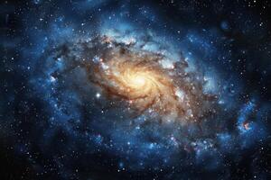 A stunning spiral galaxy filled with bright stars and cosmic dust in deep space photo