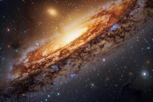A stunning view of a spiral galaxy illuminated by distant stars in the vast universe photo