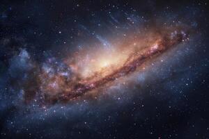 A vibrant spiral galaxy illuminated by myriad stars and cosmic dust in the night sky photo