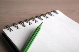 open notebook with the one simple pencil photo