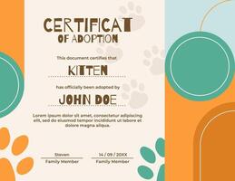 Creative Adoption Pet Certificate template