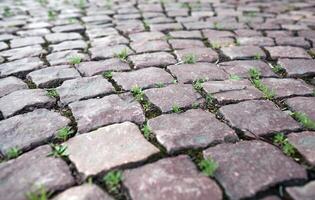 Abstract background of old cobblestone pavement photo