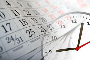 wall calendar with the number of days and clock photo