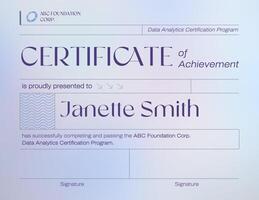Data Analytics Online Course Certificate of Achievement Template