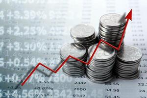 pile of coins with digits and counting photo