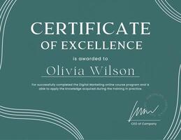 Green White Minimalist Digital Marketing Online Course Certificate template