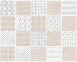 Collection of seamless ornamental patterns. Beige oriental delicate backgrounds. Geometric tile mosaic design. Grid texture - decorative outline prints vector