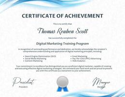 Digital Marketing Achievement Certificate template