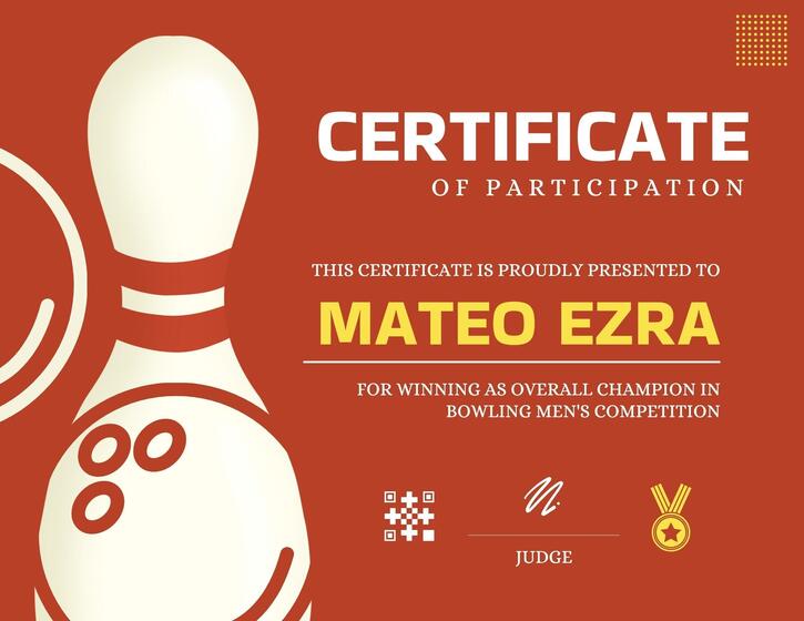 Bowling Competition Winner Certificate Template