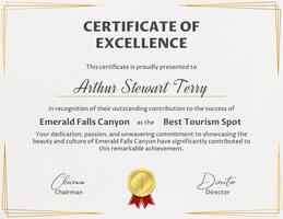 Best Tourism Spot Award Certificate template