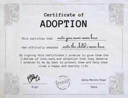 Vintage Theme Certificate Of Adoption Template