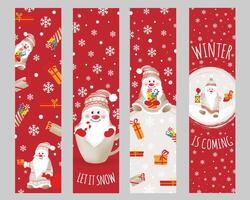 Set of bookmarks with cute gnomes and gifts. Colorful design for social media communication, networking, website badges, greeting cards, posters and more. vector