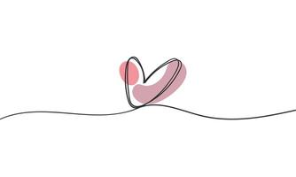 Heart continuous one line drawing decorated with color shapes vector