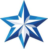 A bold and striking blue and white star with a sharp, angular design vector