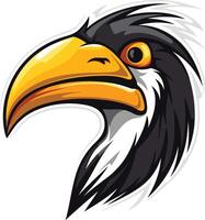 A fierce and dynamic illustration of a toucan's head, perfect for adding a touch of tropical flair to your design vector