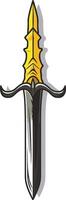 A cartoon illustration of a golden dagger with a black handle, perfect for game design, fantasy artwork, or branding vector