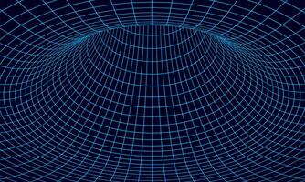 Wireframe Geometric Dark Blue Psychedelic Wormhole Structure vector