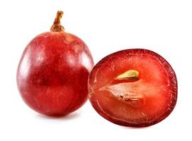 Close up of red grape isolated on white background. photo