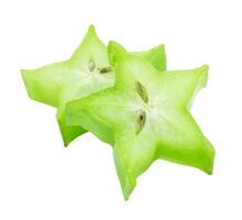 fresh slice star fruit isolated on white background photo