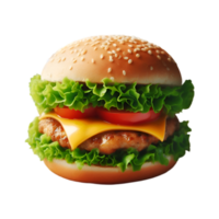 Steak burger with cheese and lettuce isolated from background png