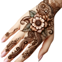 Henna design on arms, right hand designs designs for wedding, mehndi isolated from background png