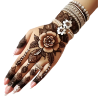Henna design on hand, left hand designs, designs for wedding celebration, mehndi isolated from background png