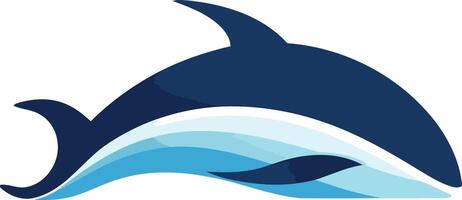 A stylized blue dolphin leaps through the water, creating a dynamic and playful logo vector