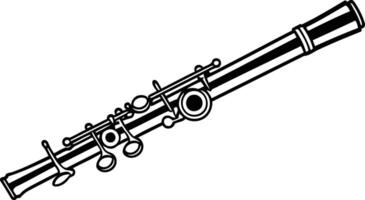 Black and white illustration of a flute, perfect for music related projects, websites, and designs vector