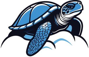 A powerful and detailed illustration of a blue sea turtle with a determined expression, set against a white background vector