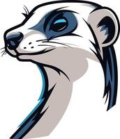 A bold, stylized illustration of a meerkat head, perfect for mascot logos, t shirts, or branding projects vector