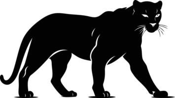 A powerful silhouette of a black panther, walking with purpose vector