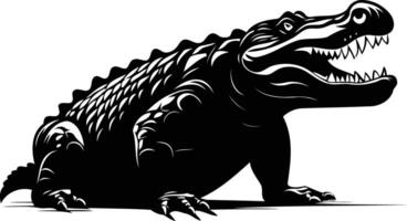 A dramatic silhouette of a powerful alligator, captured in a moment of aggression vector