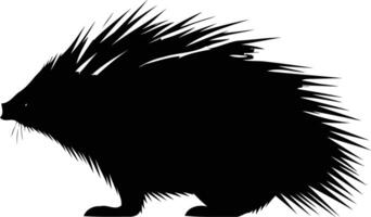 A striking silhouette of a porcupine, showcasing its distinctive spiky coat and bold form vector
