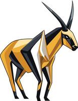 Geometric abstract illustration of a stylized antelope, perfect for logo design, branding, and wildlife themed projects vector